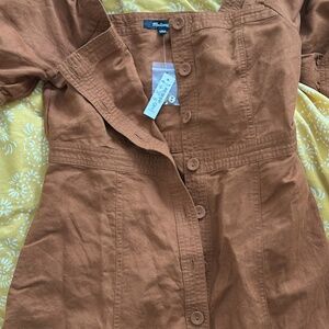 Madewell Seamed Puff Sleeve Midi Dress